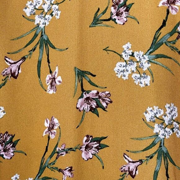 Xhilaration Marigold Yellow & Pink Floral Ruffle Shift Mini Dress Sz XXL 1X - Picture 6 of 13